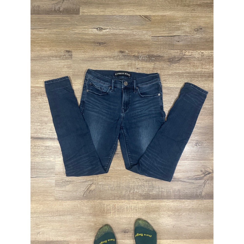 Express Womens Jeans Legging Mid Rise 4R‎ Dark Blue Indie Slimming Stretch Chic